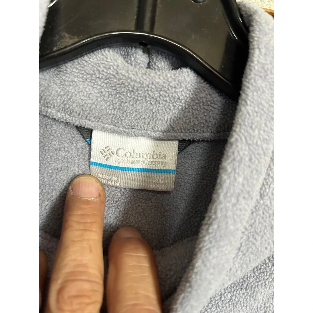 Columbia Kids XL 18/20 Blue Gray Full Zip Fleece Jacket Mock Neck Outdoor Warm